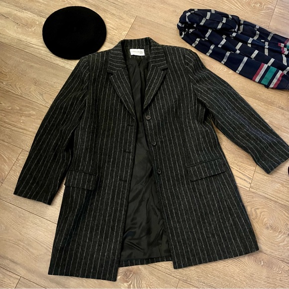 Classic Wool Blend Spring Coat, Sz L - Picture 1 of 12